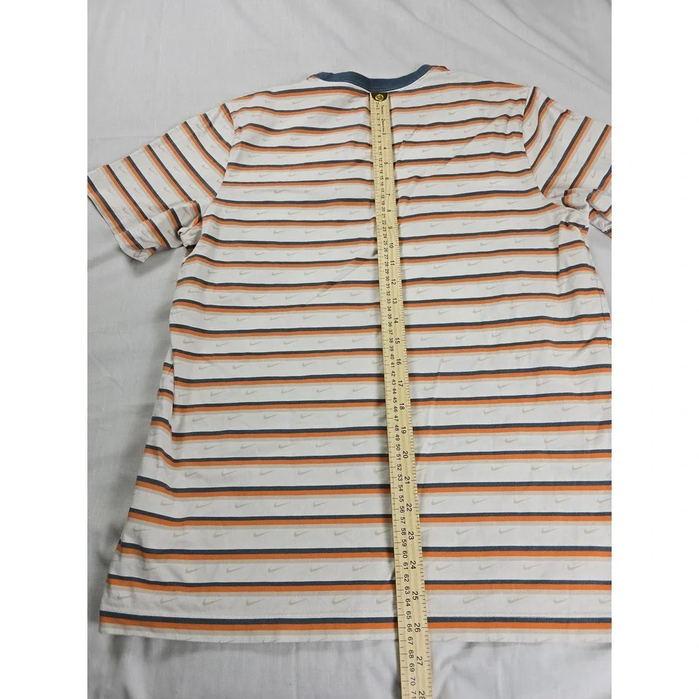 Nike Shirt Mens Large White Orange Blue Stripe Swoosh The Nike Tee‎